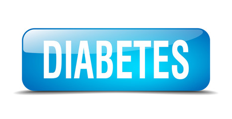 diabetes blue square 3d realistic isolated web button