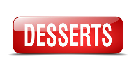 desserts red square 3d realistic isolated web button
