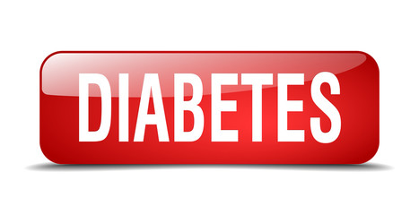 diabetes red square 3d realistic isolated web button