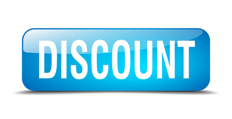 discount blue square 3d realistic isolated web button