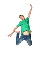 Young boy jumping 
