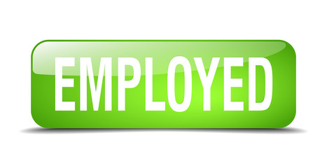 employed green square 3d realistic isolated web button