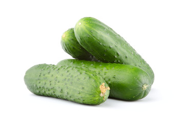 Fresh Cucumbers on white