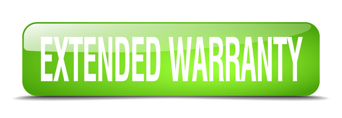 extended warranty green square 3d realistic isolated web button