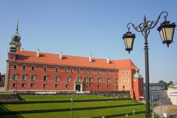 Fototapeta na wymiar View of the Royal Castle of Warsaw from the Castle Square, Poland