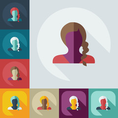 Flat modern design with shadow icon silhouette girl creative