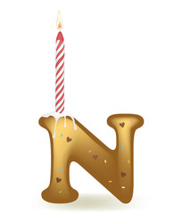 Letter N Birthday Candle Cake