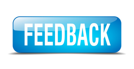 feedback blue square 3d realistic isolated web button