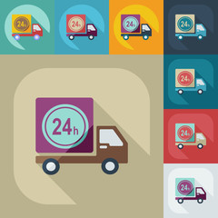 Flat modern design with shadow icons car shipping