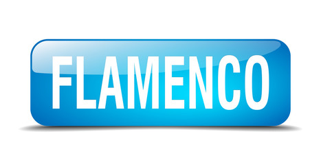 flamenco blue square 3d realistic isolated web button