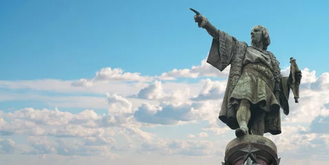 Deurstickers Monument van Christoffel Columbus in Barcelona © claudiovaldes
