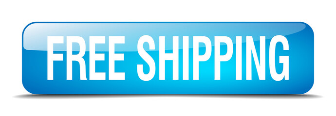 free shipping blue square 3d realistic isolated web button