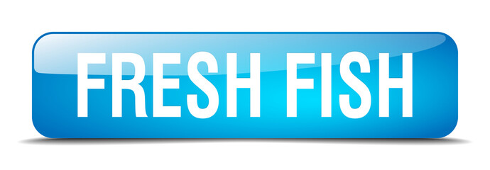 fresh fish blue square 3d realistic isolated web button