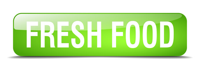 fresh food green square 3d realistic isolated web button