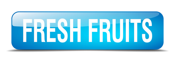 fresh fruits blue square 3d realistic isolated web button