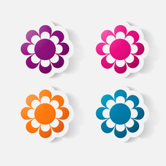 Realistic paper sticker: flowers. camomile