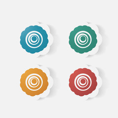 Realistic paper sticker: flowers. camomile