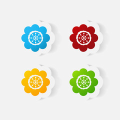 Realistic paper sticker: flowers. camomile