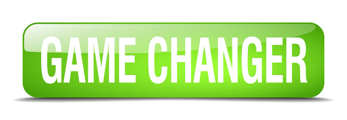 game changer green square 3d realistic isolated web button