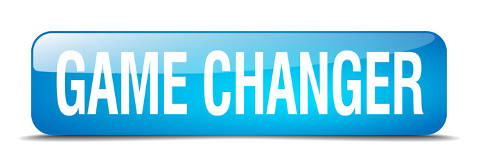 game changer blue square 3d realistic isolated web button
