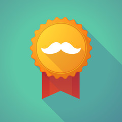 Long shadow badge icon with a moustache