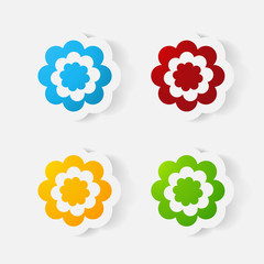 Realistic paper sticker: flowers. camomile