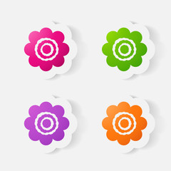 Realistic paper sticker: flowers. camomile