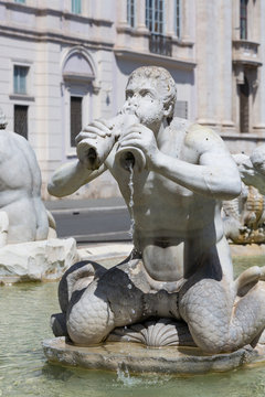 Fontana del Moro (Moor Fountain) at the Navona Square - Rome