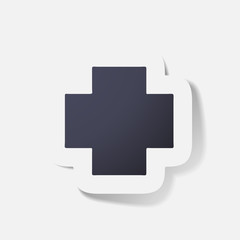 Obraz premium Paper clipped sticker: medical cross