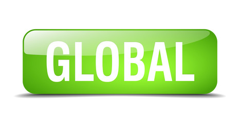 global green square 3d realistic isolated web button