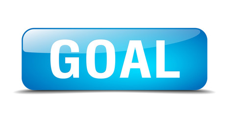 goal blue square 3d realistic isolated web button