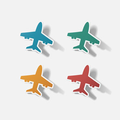 Paper clipped sticker: plane