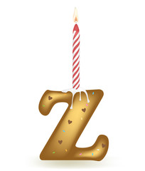 Letter Z Birthday Candle Cake