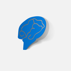 Paper clipped sticker: brain