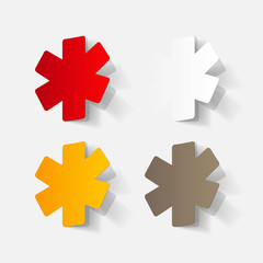 Paper clipped sticker: symbol medical care