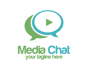 Media chat logo design vector template. Speech bubble symbol vector. Media play vector.