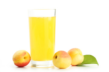 Apricot juice isolated on a white