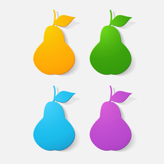 Paper clipped sticker: fruit, pear