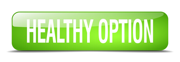 healthy option green square 3d realistic isolated web button