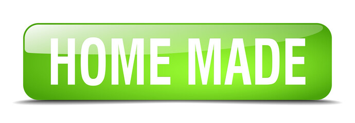 home made green square 3d realistic isolated web button