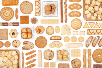 cookies and biscuits on white background 