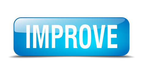improve blue square 3d realistic isolated web button