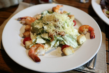 Plate with caesar salad