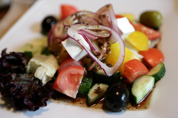 Plate with greek salad