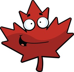 Cartoon Maple Leaf Happy