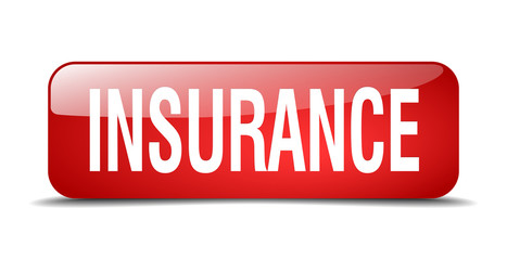 insurance red square 3d realistic isolated web button