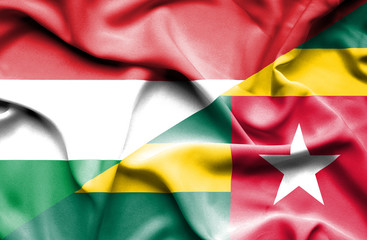 Waving flag of Togo and Hungary