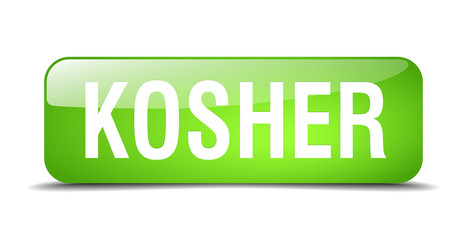 kosher green square 3d realistic isolated web button