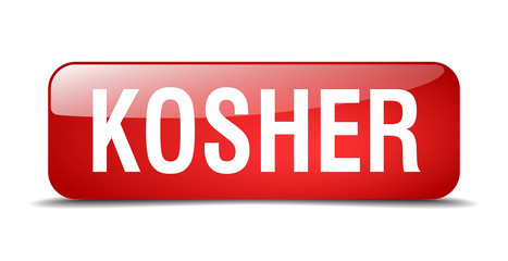 kosher red square 3d realistic isolated web button