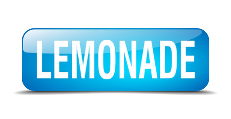 lemonade blue square 3d realistic isolated web button